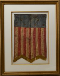 Rare Early Hand Sewn 13 Star American Flag Banner
