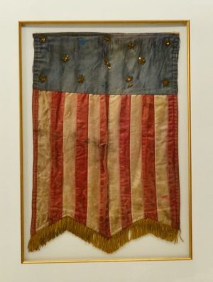 Rare Early Hand Sewn 13 Star American Flag Banner