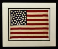 ANTIQUE 45 STAR FLAG W/MEDALLION STAR ARRANGEMENT