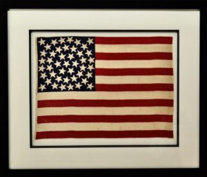 ANTIQUE 45 STAR FLAG W/MEDALLION STAR ARRANGEMENT