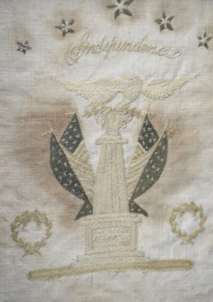 ANTIQUE HAND SEWN INDEPENDENCE HANKERCHIEF